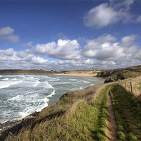 Buy canvas prints of Coastal Path to Crantock Beach Cornwall by Mike Gorton