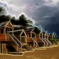 Buy canvas prints of Electric Beach Huts by Mike Gorton