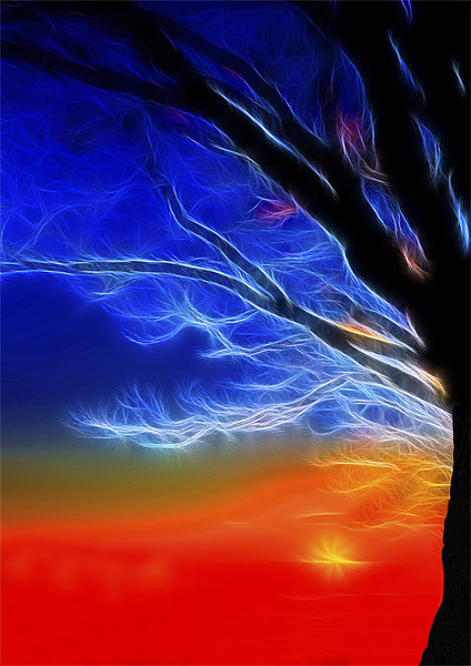 Electric Sunset Behind Electric Trees Picture Board by Mike Gorton