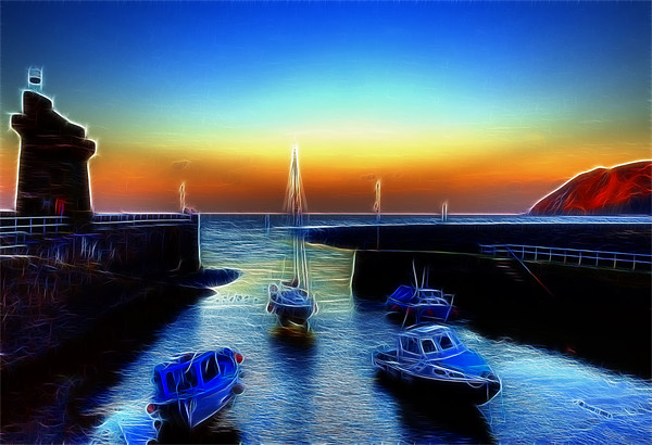 Electric Lynmouth Sunset Picture Board by Mike Gorton