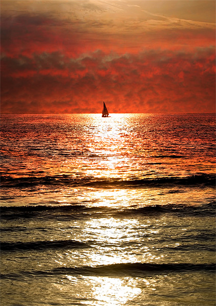 Dramatic Red Sunset Yachting Adventure Picture Board by Mike Gorton