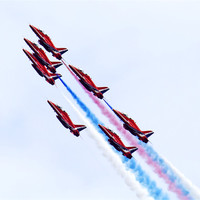 Buy canvas prints of Majestic Red Arrows Formation by Mike Gorton