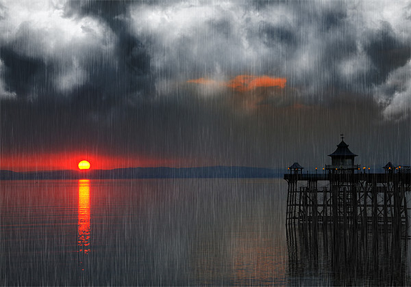 Rainy Sunset over Clevedon Pier Picture Board by Mike Gorton