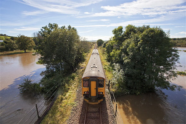 Train Journey Through Flooded Land Picture Board by Mike Gorton