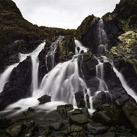 Buy canvas prints of Waterfall at Welcombe Mouth Devon by Mike Gorton