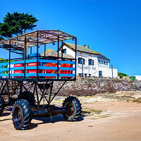Buy canvas prints of Burgh Island Sea Tractor by Mike Gorton
