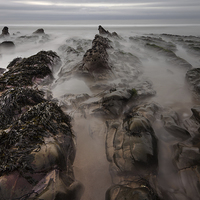 Buy canvas prints of Misty Rocks on Sandymouth by Mike Gorton
