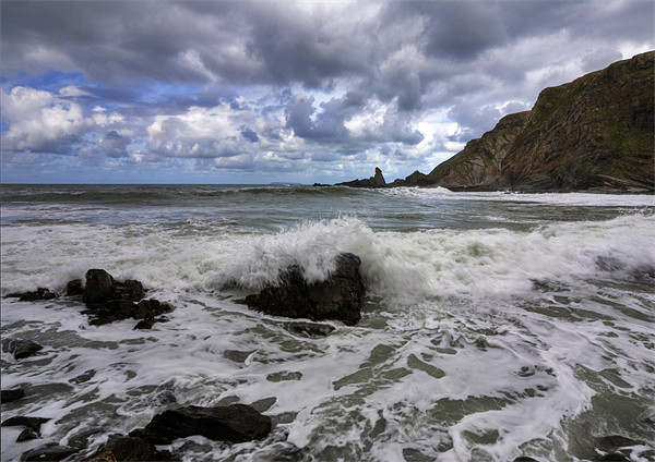 Hartland Quay with Bear Head in Distance Picture Board by Mike Gorton