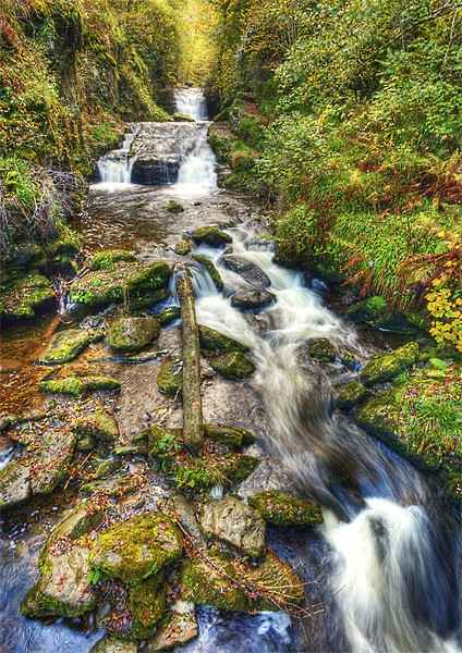 Watersmeet Autumn Waterfall Picture Board by Mike Gorton