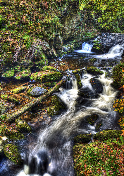 Autumn Waterfall Watersmeet Picture Board by Mike Gorton