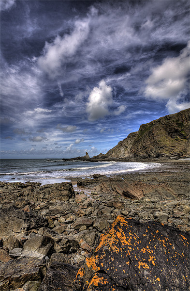 Hartland Quay Deep Blue Sky Picture Board by Mike Gorton