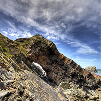 Buy canvas prints of Hartland Quay Rock and Hole by Mike Gorton