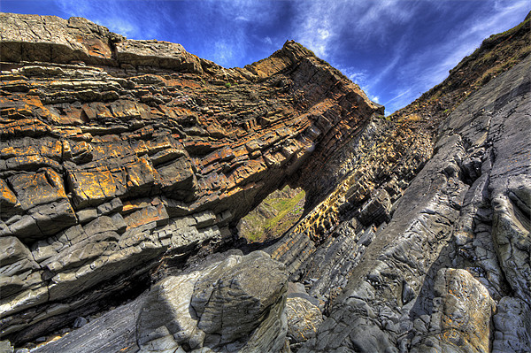 Hartland Quay Rock Formation Picture Board by Mike Gorton