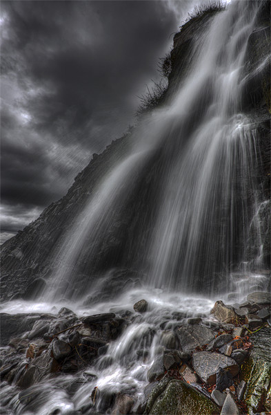 Stormy Bucks Mill Waterfall Picture Board by Mike Gorton