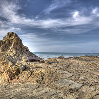 Buy canvas prints of Bench on The Rocks At Bude by Mike Gorton