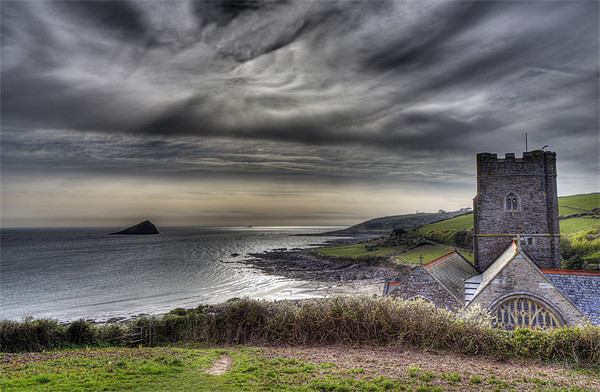 Rain Clouds over The Mewstone Picture Board by Mike Gorton