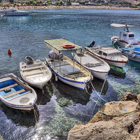 Buy canvas prints of Lindos Boats by Mike Gorton