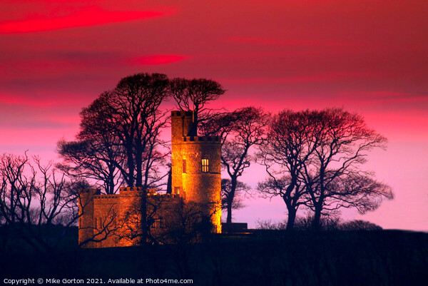 Sunset over Tawstock Castle in Barnstaple Picture Board by Mike Gorton