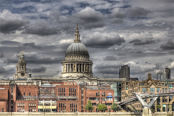 St Pauls Cathedral and Millennium Bridge London Picture Board by Mike Gorton