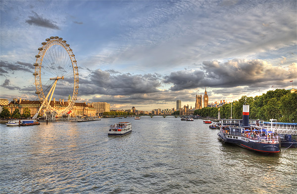 Sun Setting on London's Millennium Wheel Picture Board by Mike Gorton