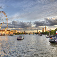 Buy canvas prints of Sun Setting on London's Millennium Wheel by Mike Gorton