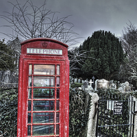Buy canvas prints of phone box outside a graveyard by frank martyn
