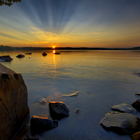 Buy canvas prints of  Lakeside Sunset by Shaun White