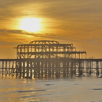 Buy canvas prints of Brighton Pier Ruin (HDR) by Stephanie Chapman