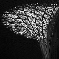 Buy canvas prints of Kings Cross Station Canopy by Audrey Walker