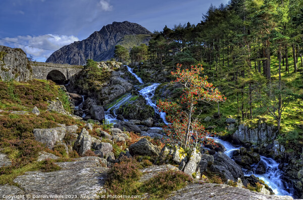 Tryfan And The Ogwen Waterfall Snowdonia Picture Board by Darren Wilkes