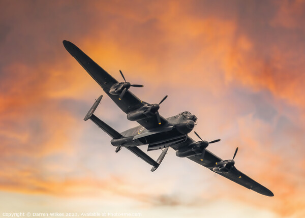  Avro Lancaster Bomber PA474 Sunset Picture Board by Darren Wilkes