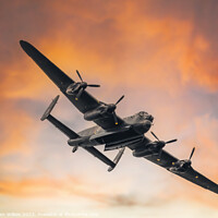 Buy canvas prints of  Avro Lancaster Bomber PA474 Sunset by Darren Wilkes