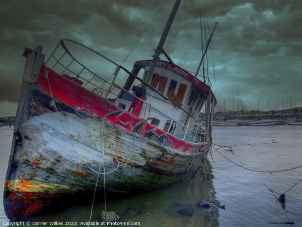 Conwy Harbour Abandoned Boats - North Wales  Picture Board by Darren Wilkes