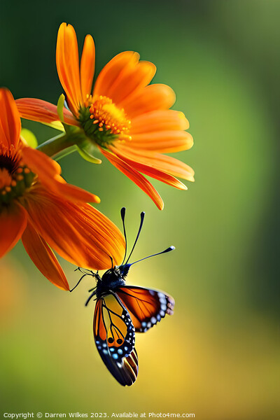 The Fiery Dance of Butterfly and Flower Picture Board by Darren Wilkes