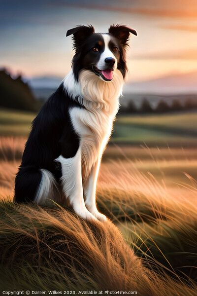 Border Collie Watching his flock Picture Board by Darren Wilkes