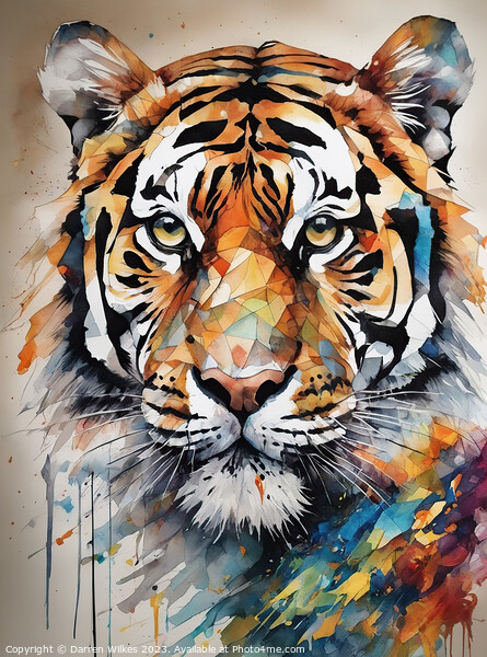 Abstract tiger watercolour  Picture Board by Darren Wilkes