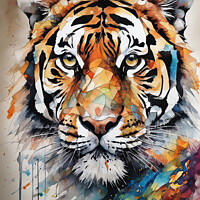 Buy canvas prints of Abstract tiger watercolour  by Darren Wilkes