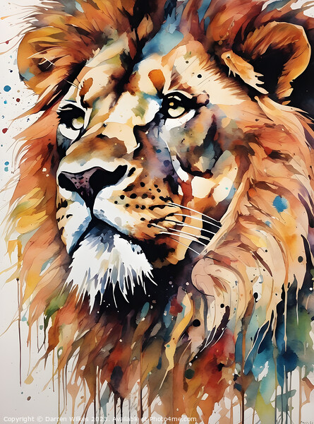 Male Lion Abstract Art Picture Board by Darren Wilkes