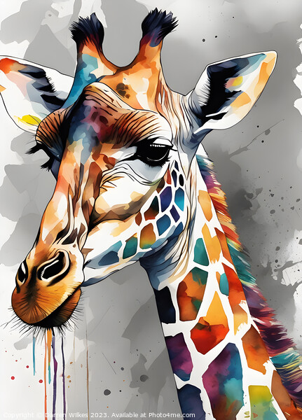 Magical Giraffe art Picture Board by Darren Wilkes