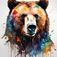 Buy canvas prints of Grizzly Bear Digital Abstract Art by Darren Wilkes