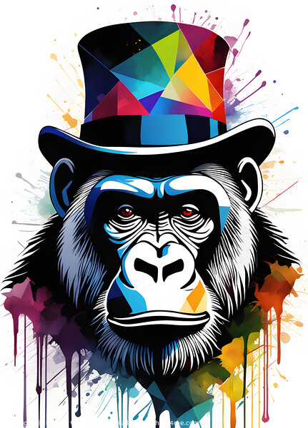 Abstract Gorilla With Top Hat Picture Board by Darren Wilkes