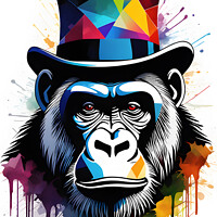 Buy canvas prints of Abstract Gorilla With Top Hat by Darren Wilkes