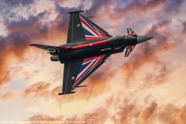RAF Typhoon Black Jack At Sunset Picture Board by Darren Wilkes