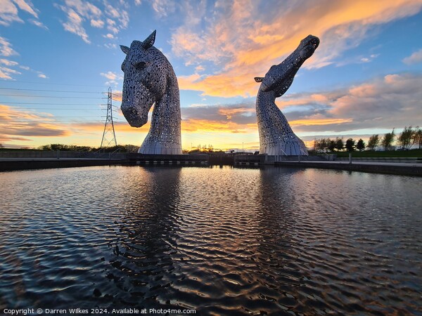 The kelpies at sunset  Picture Board by Darren Wilkes