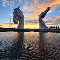 Buy canvas prints of The kelpies at sunset  by Darren Wilkes