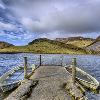 Buy canvas prints of Llyn y Dywarchen Boat Snowdonia Wales by Darren Wilkes