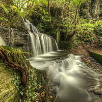 Buy canvas prints of Coed y Brain waterfall  Snowdonia Wales by Darren Wilkes