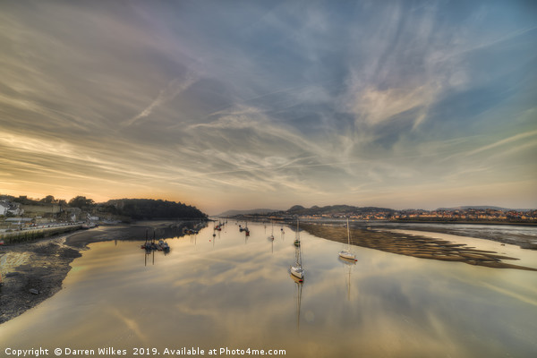 Conwy Harbour Sunset Wales Picture Board by Darren Wilkes