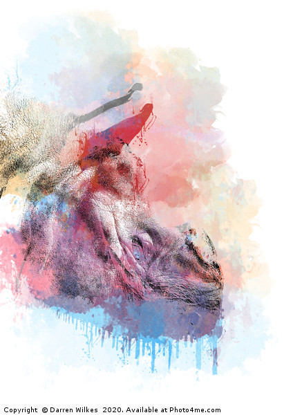 Greater One Horned Rhino Digital Art Picture Board by Darren Wilkes