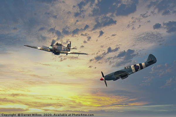 Spitfire and Hurricane  Picture Board by Darren Wilkes